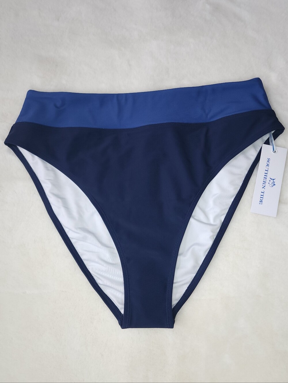 Southern Tide Two-Tone Navy High-Waist Bikini Bottom NWT - Picture 2 of 6